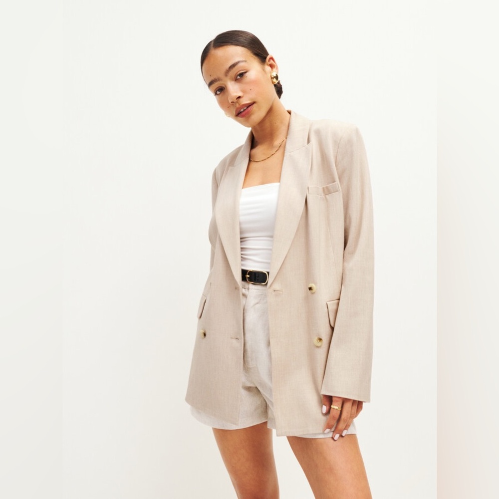 Reformation Winston Blazer in Beige in L